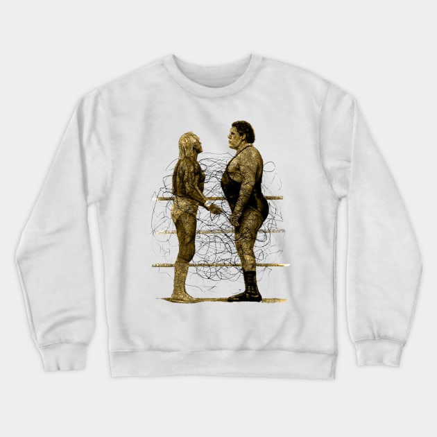 Andre the Giant vs Hulk Hogan Pencilart Crewneck Sweatshirt by ANDREANUS